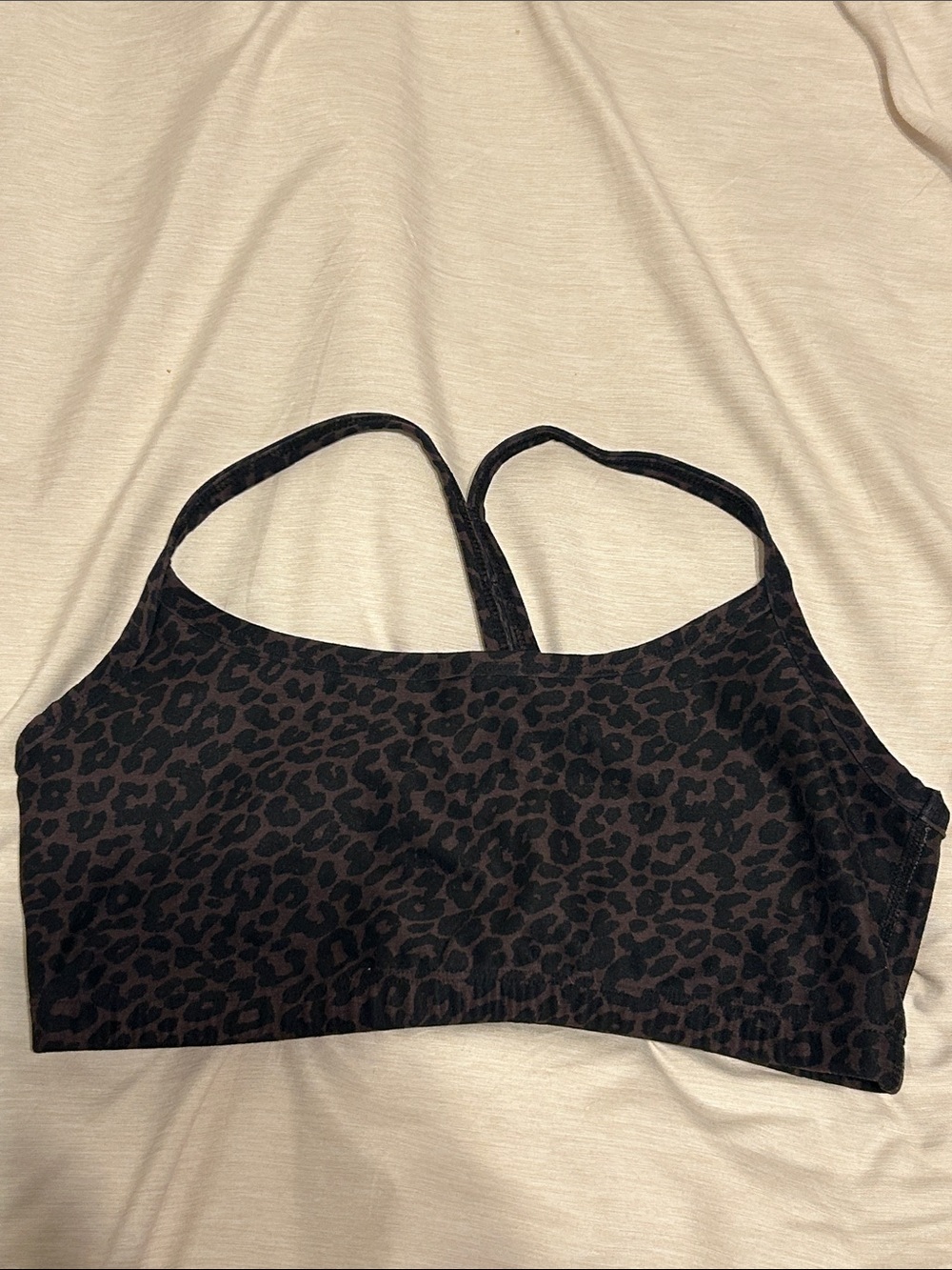 Beyond Yoga Black and Brown Leopard Racerback Bralette